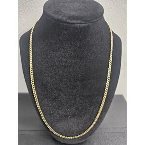 14k Gold-Plated over brass 22 inch/4.6mm Miami Cuban link Chain/Red Velvet Pouch